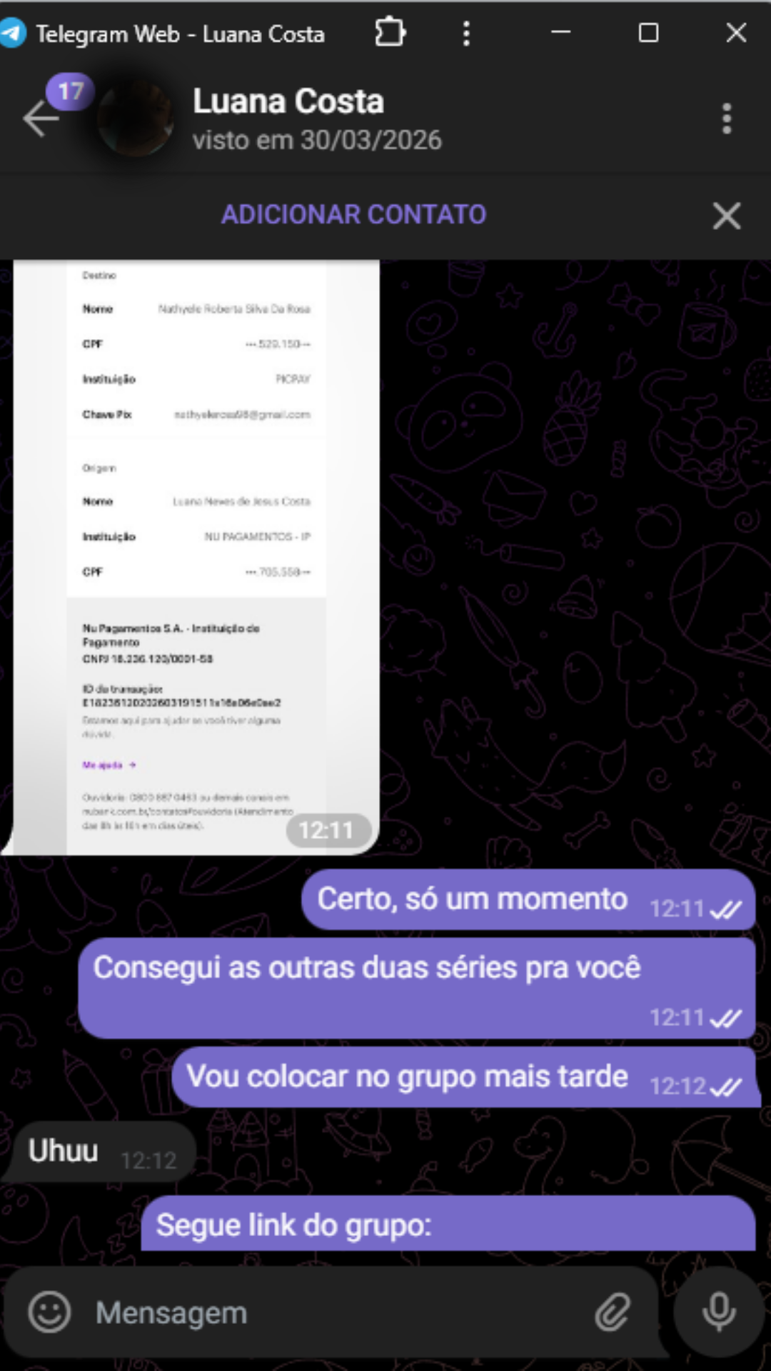 Print 3 do grupo com pessoas assistindo mini s&eacute;ries